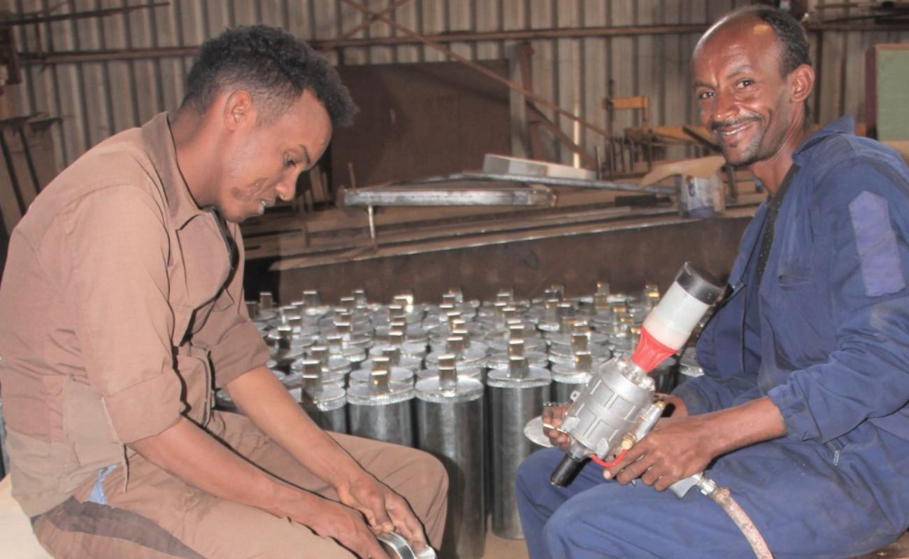 Hand washstands are manufactured to be distributed at the National Confederation of Eritrean Workers (NCEW) in Asmara.